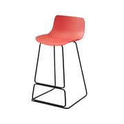 LIVARA 87/97cm Bar Chair - Ergonomic Curved Seat, Durable PP Shell, Powder-Coated Steel Frame, Commercial-Grade Stability - Red