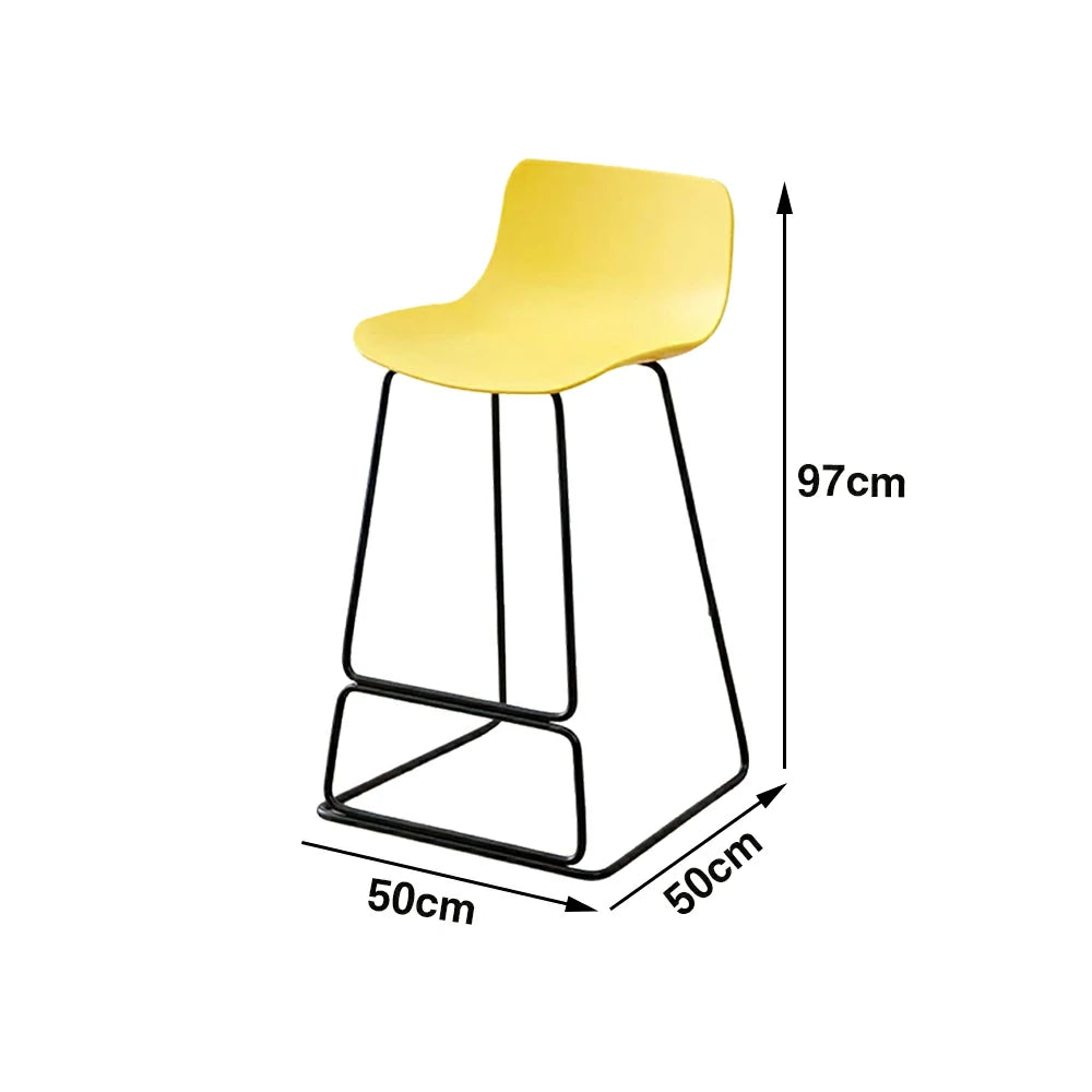 LIVARA 87/97cm Bar Chair - Ergonomic Curved Seat, Durable PP Shell, Powder-Coated Steel Frame, Commercial-Grade Stability - Yellow