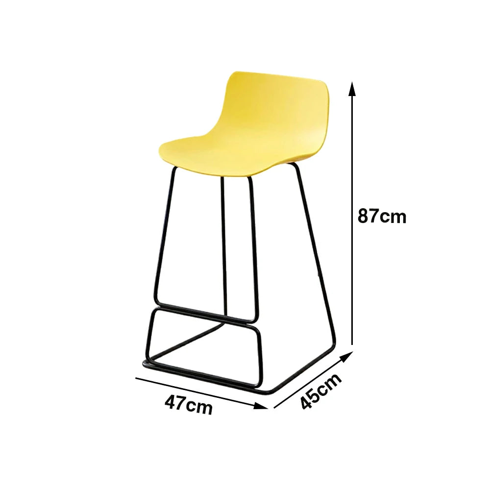 LIVARA 87/97cm Bar Chair - Ergonomic Curved Seat, Durable PP Shell, Powder-Coated Steel Frame, Commercial-Grade Stability - Yellow