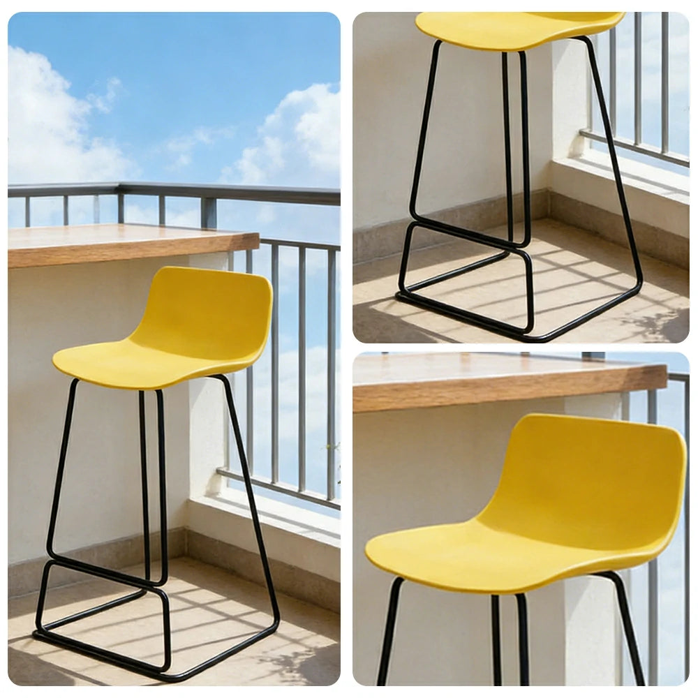 LIVARA 87/97cm Bar Chair - Ergonomic Curved Seat, Durable PP Shell, Powder-Coated Steel Frame, Commercial-Grade Stability - Yellow