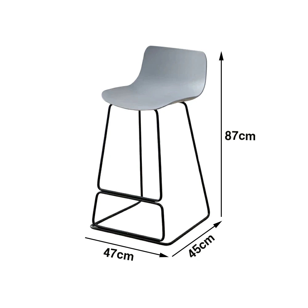 LIVARA 87/97cm Bar Chair - Ergonomic Curved Seat, Durable PP Shell, Powder-Coated Steel Frame, Commercial-Grade Stability - Grey