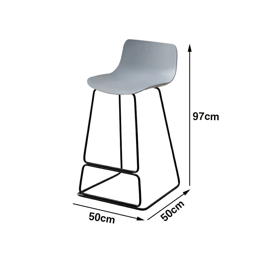LIVARA 87/97cm Bar Chair - Ergonomic Curved Seat, Durable PP Shell, Powder-Coated Steel Frame, Commercial-Grade Stability - Grey