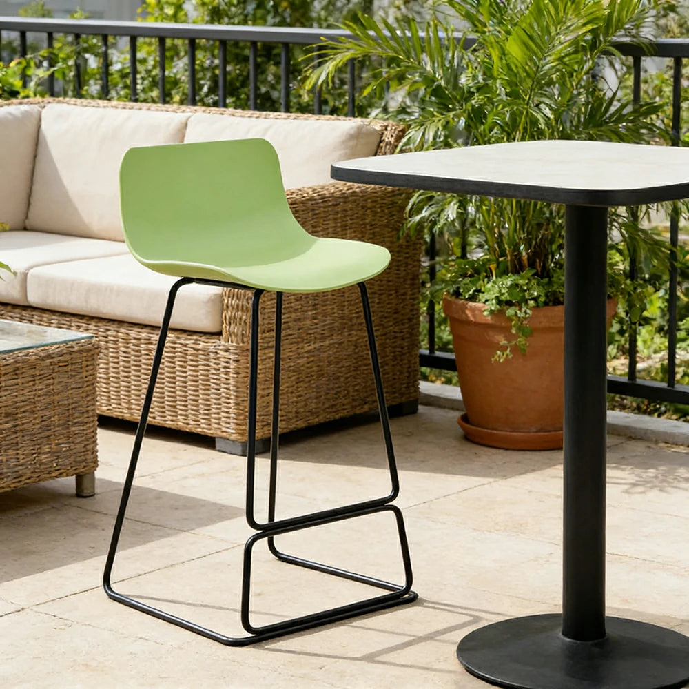 LIVARA 87/97cm Bar Chair - Ergonomic Curved Seat, Durable PP Shell, Powder-Coated Steel Frame, Commercial-Grade Stability - Green