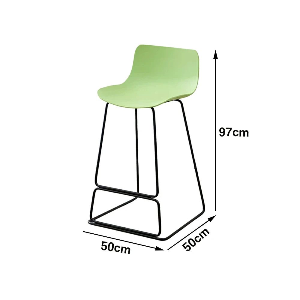 LIVARA 87/97cm Bar Chair - Ergonomic Curved Seat, Durable PP Shell, Powder-Coated Steel Frame, Commercial-Grade Stability - Green
