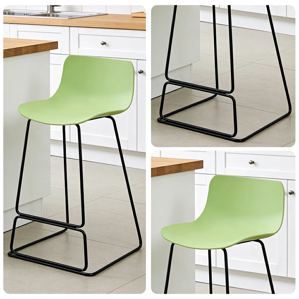 LIVARA 87/97cm Bar Chair - Ergonomic Curved Seat, Durable PP Shell, Powder-Coated Steel Frame, Commercial-Grade Stability - Green