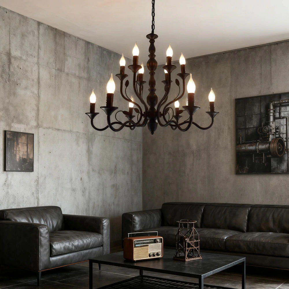 LIVARA Pendant Light 76/96cm Heavy-Duty Metal Frame Adjustable Chain Iron Ceiling Plate - Energy Efficient & Long-Lasting - Black