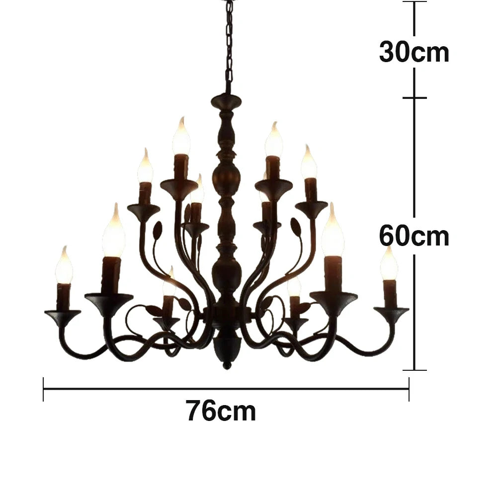 LIVARA Pendant Light 76/96cm Heavy-Duty Metal Frame Adjustable Chain Iron Ceiling Plate - Energy Efficient & Long-Lasting - Black