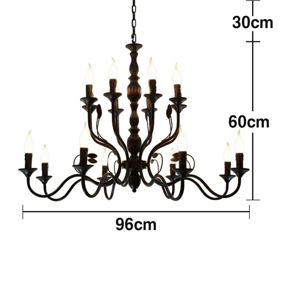LIVARA Pendant Light 76/96cm Heavy-Duty Metal Frame Adjustable Chain Iron Ceiling Plate - Energy Efficient & Long-Lasting - Black