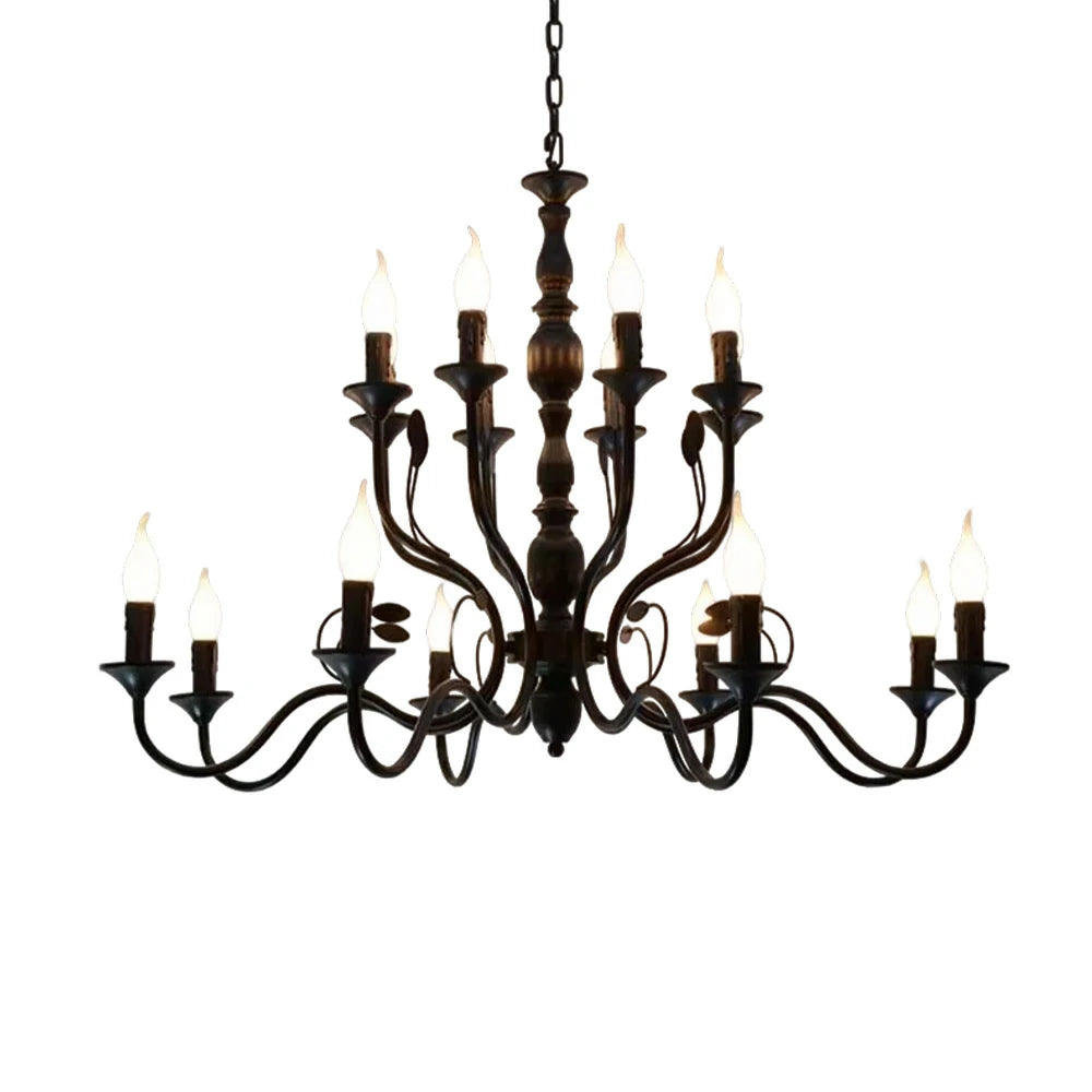 LIVARA Pendant Light 76/96cm Heavy-Duty Metal Frame Adjustable Chain Iron Ceiling Plate - Energy Efficient & Long-Lasting - Black