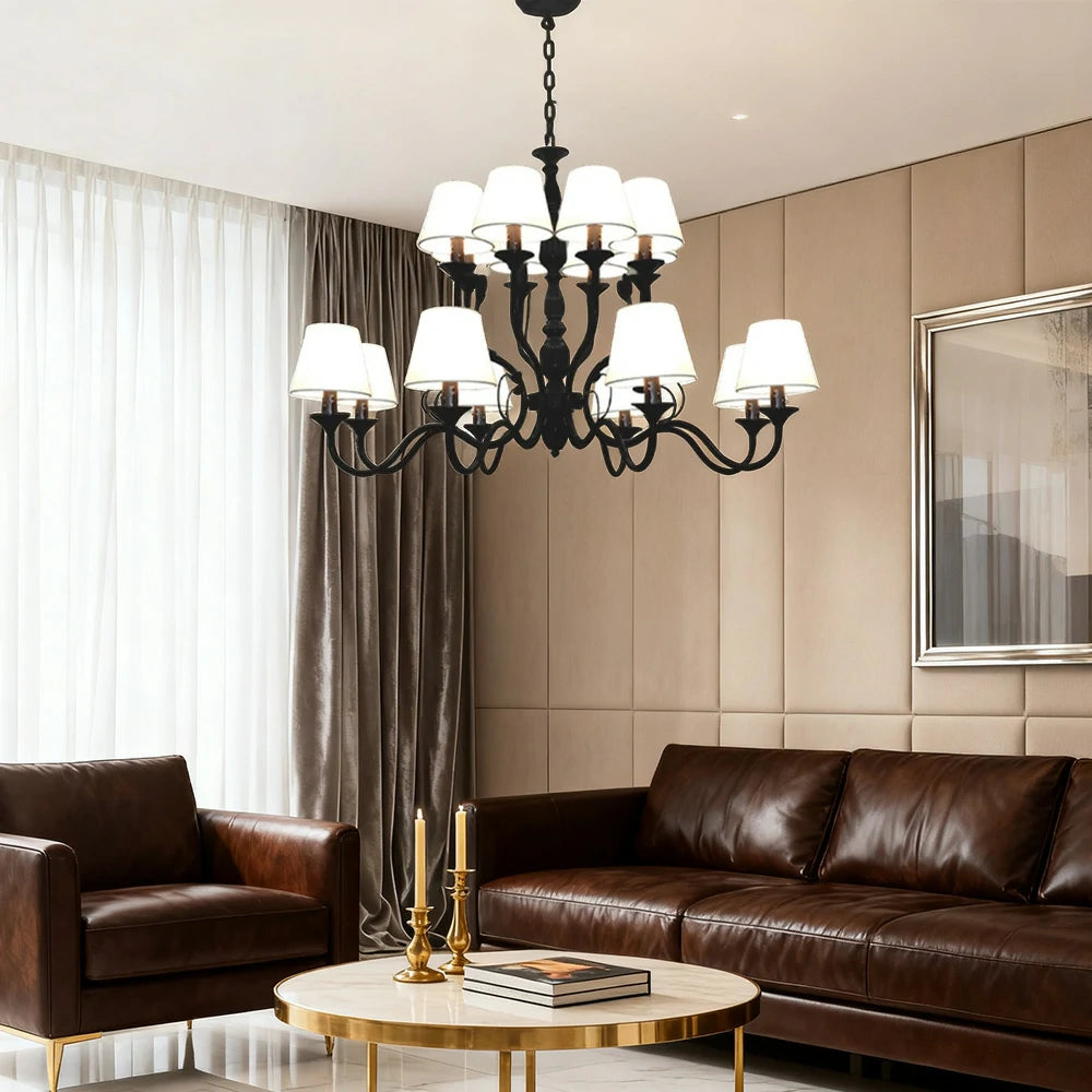 LIVARA Pendant Light 80/100cm Heavy-Duty Metal Frame Adjustable Chain Iron Ceiling Plate - Stylish Design with Corrosion Resistance - Black