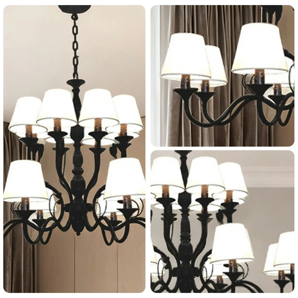 LIVARA Pendant Light 80/100cm Heavy-Duty Metal Frame Adjustable Chain Iron Ceiling Plate - Stylish Design with Corrosion Resistance - Black