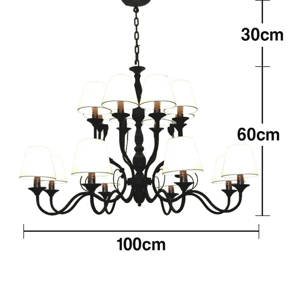 LIVARA Pendant Light 80/100cm Heavy-Duty Metal Frame Adjustable Chain Iron Ceiling Plate - Stylish Design with Corrosion Resistance - Black