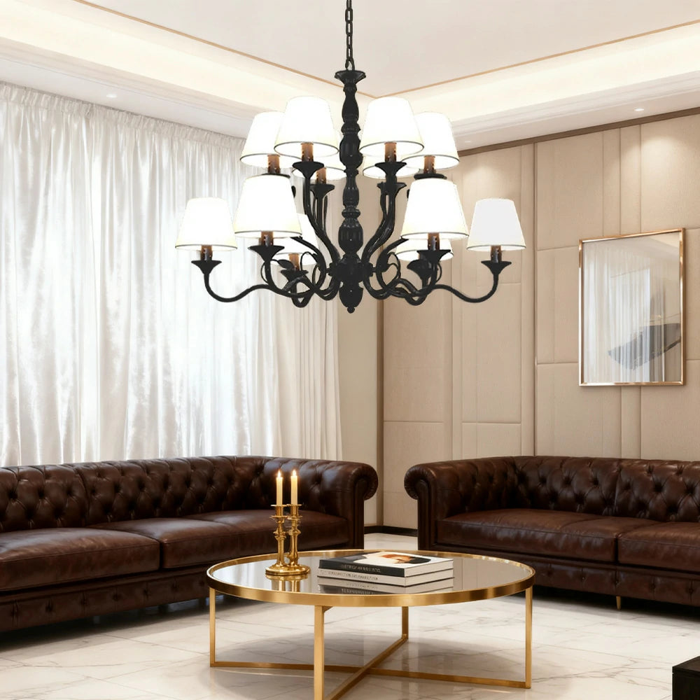 LIVARA Pendant Light 80/100cm Heavy-Duty Metal Frame Adjustable Chain Iron Ceiling Plate - Stylish Design with Corrosion Resistance - Black