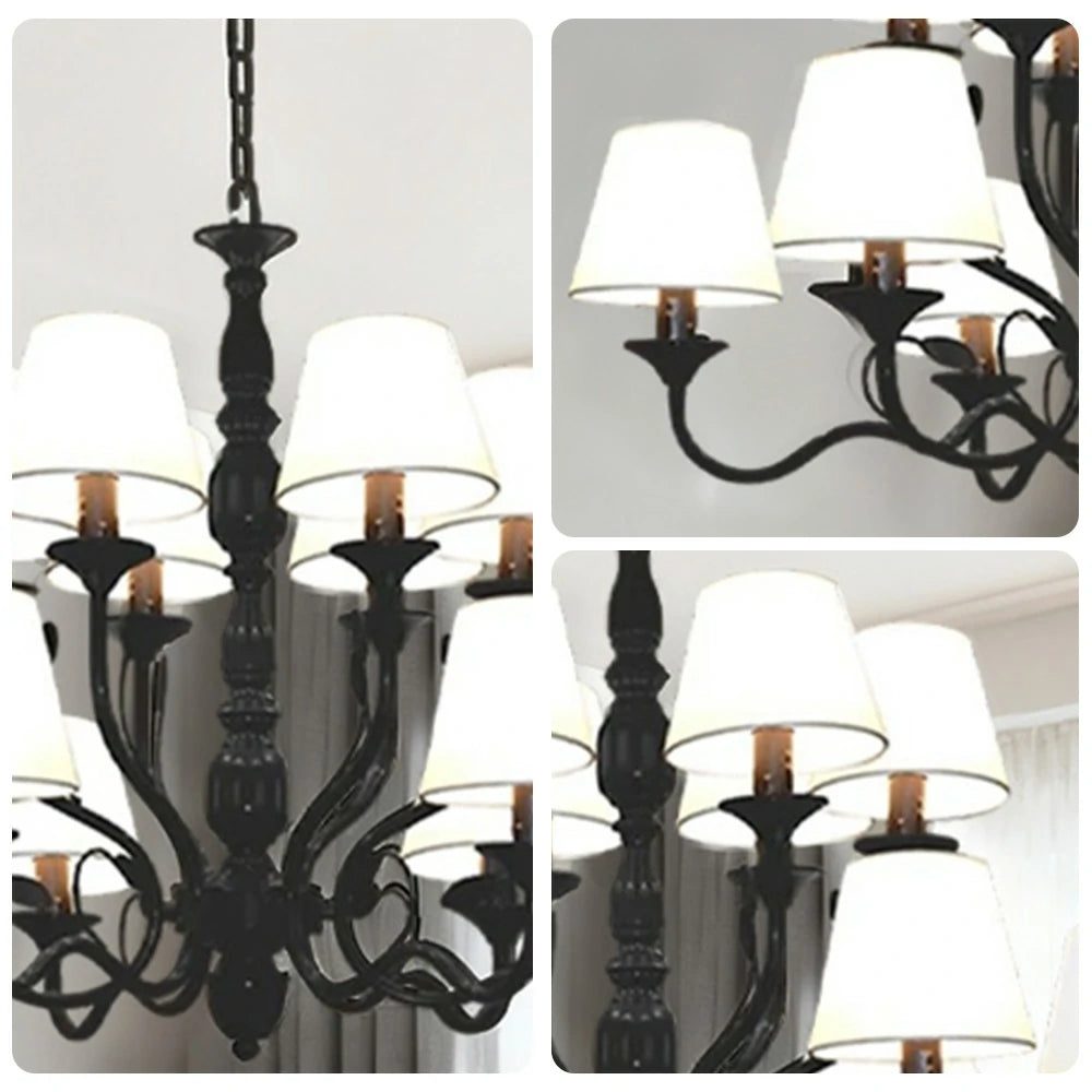 LIVARA Pendant Light 80/100cm Heavy-Duty Metal Frame Adjustable Chain Iron Ceiling Plate - Stylish Design with Corrosion Resistance - Black