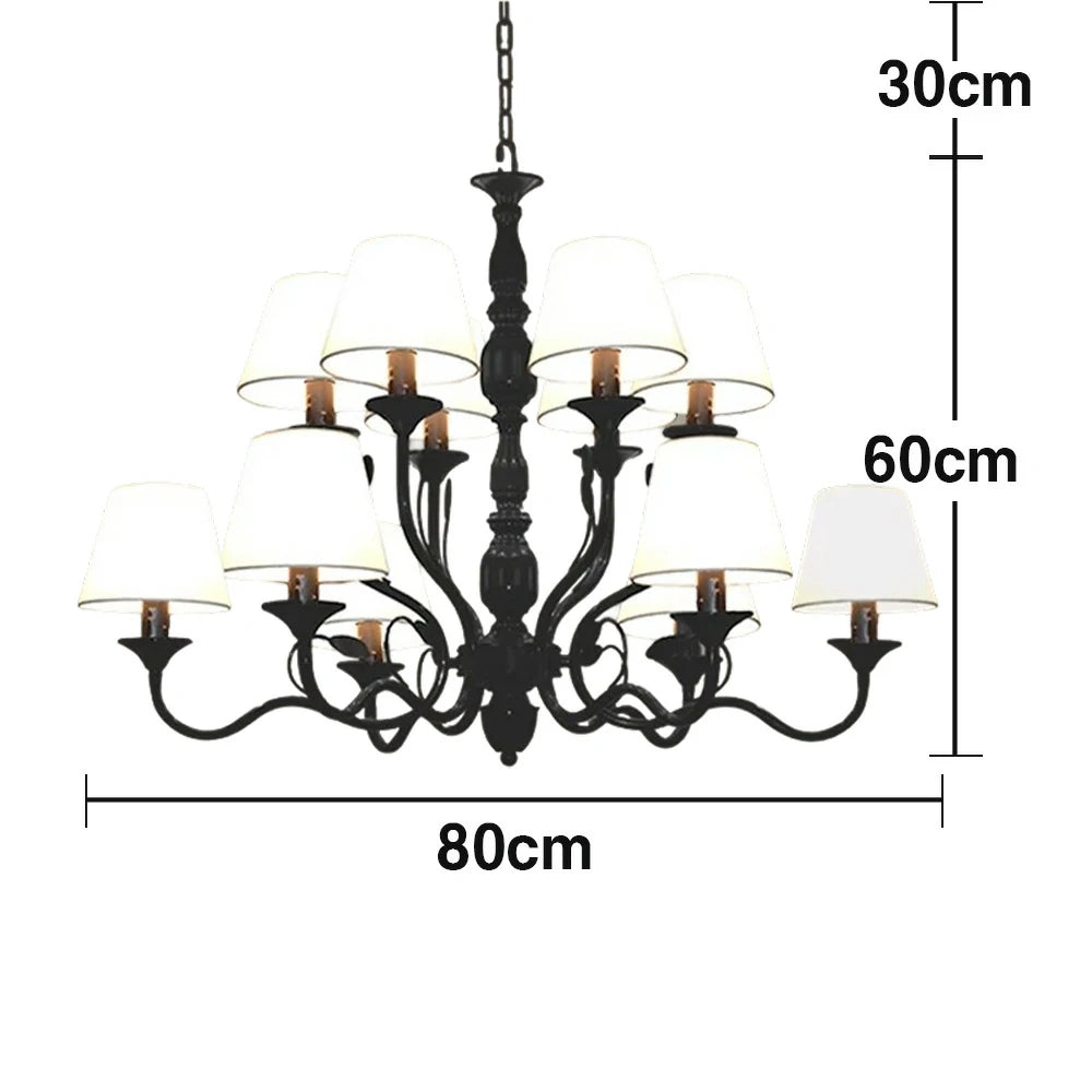 LIVARA Pendant Light 80/100cm Heavy-Duty Metal Frame Adjustable Chain Iron Ceiling Plate - Stylish Design with Corrosion Resistance - Black