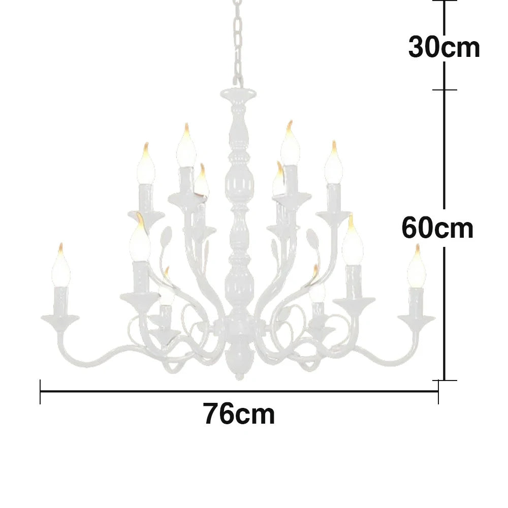 LIVARA Pendant Light 76/96cm Heavy-Duty Metal Frame Adjustable Chain Iron Ceiling Plate - Energy Efficient & Long-Lasting - White