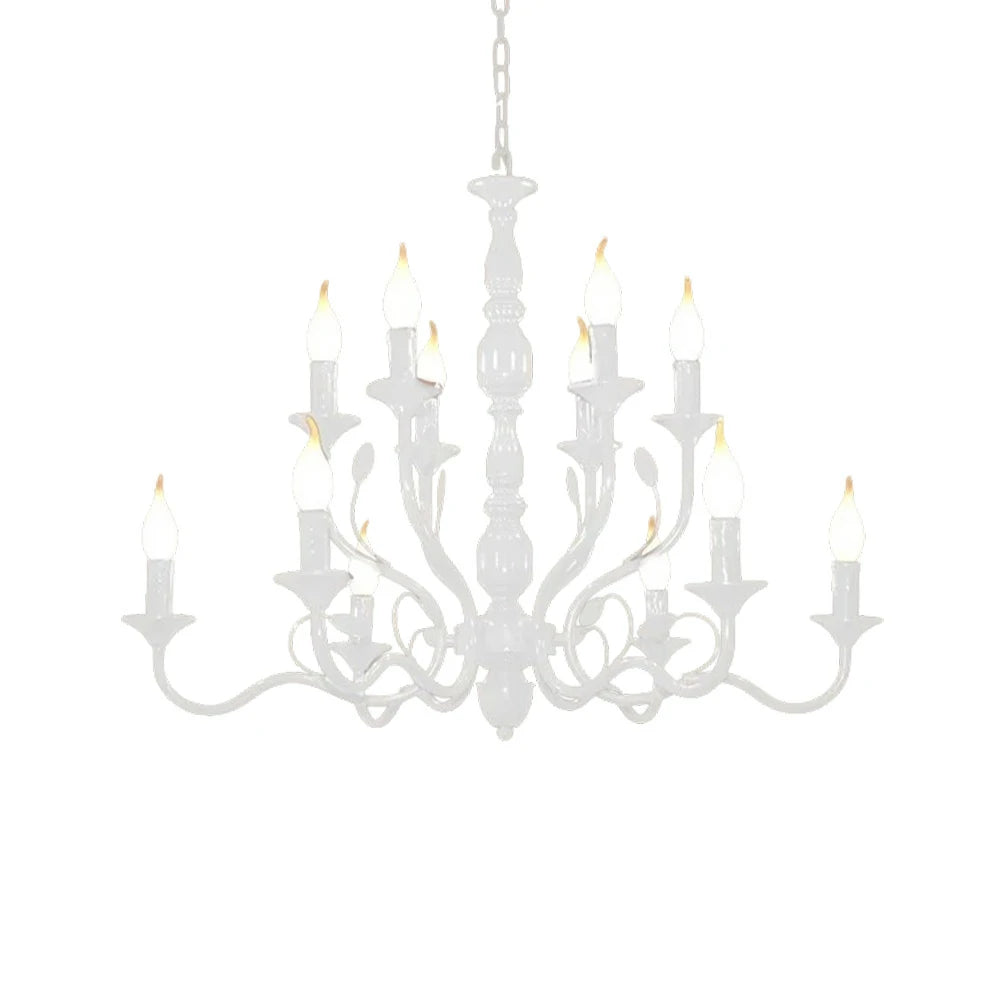 LIVARA Pendant Light 76/96cm Heavy-Duty Metal Frame Adjustable Chain Iron Ceiling Plate - Energy Efficient & Long-Lasting - White