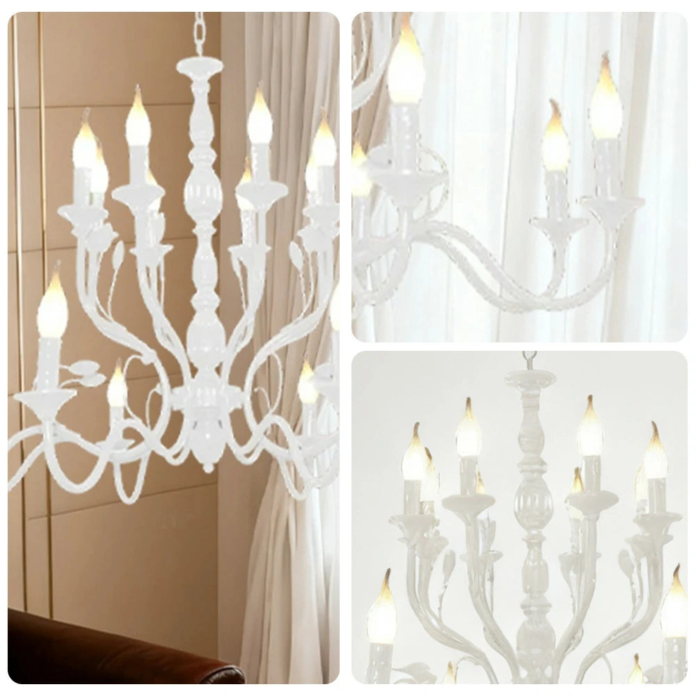 LIVARA Pendant Light 76/96cm Heavy-Duty Metal Frame Adjustable Chain Iron Ceiling Plate - Energy Efficient & Long-Lasting - White