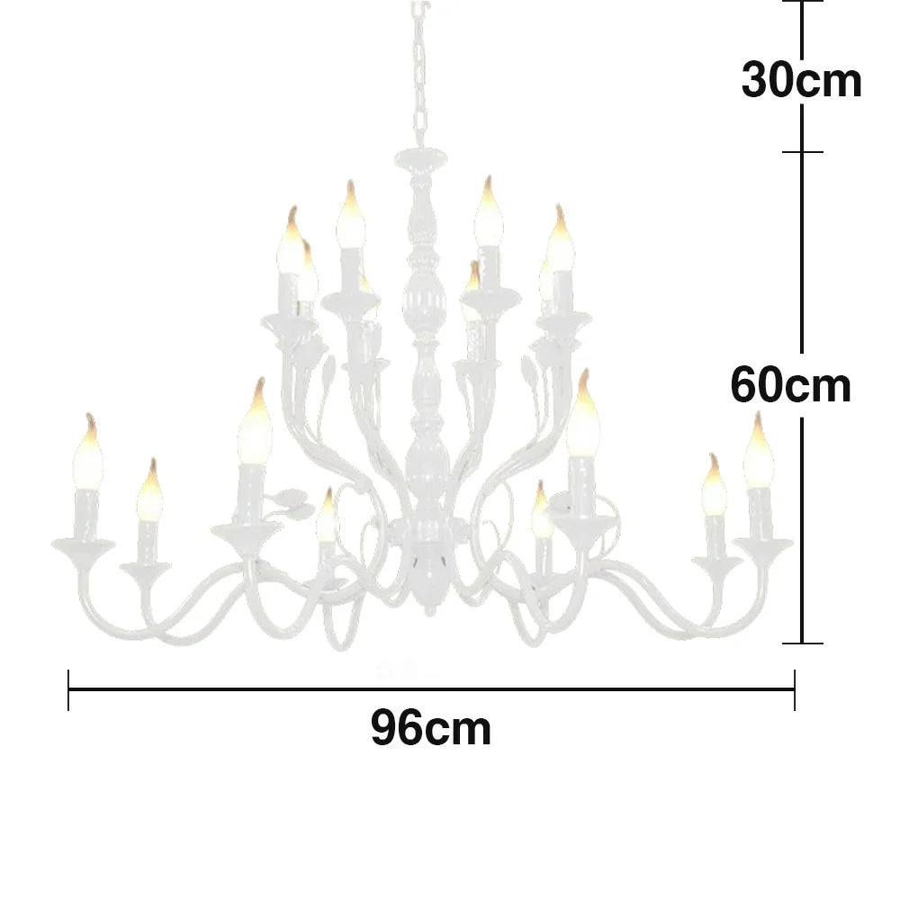 LIVARA Pendant Light 76/96cm Heavy-Duty Metal Frame Adjustable Chain Iron Ceiling Plate - Energy Efficient & Long-Lasting - White
