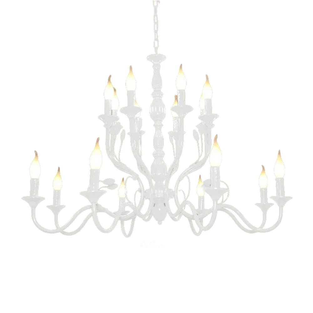 LIVARA Pendant Light 76/96cm Heavy-Duty Metal Frame Adjustable Chain Iron Ceiling Plate - Energy Efficient & Long-Lasting - White