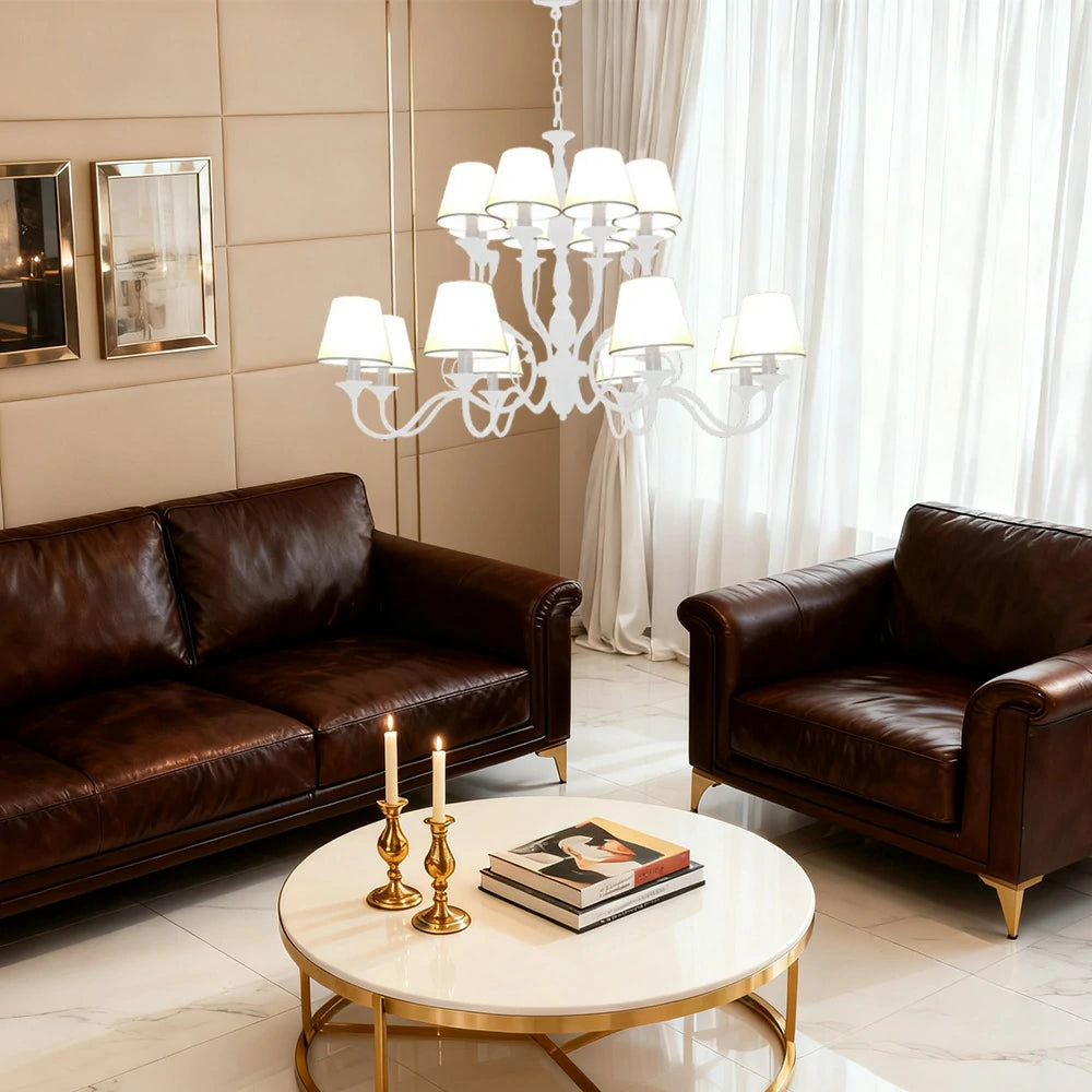 LIVARA Pendant Light 80/100cm Heavy-Duty Metal Frame Adjustable Chain Iron Ceiling Plate - Stylish Design with Corrosion Resistance - White