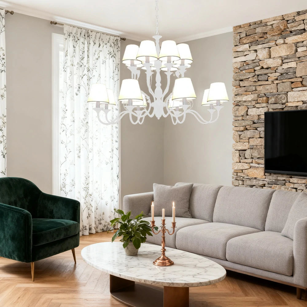 LIVARA Pendant Light 80/100cm Heavy-Duty Metal Frame Adjustable Chain Iron Ceiling Plate - Stylish Design with Corrosion Resistance - White