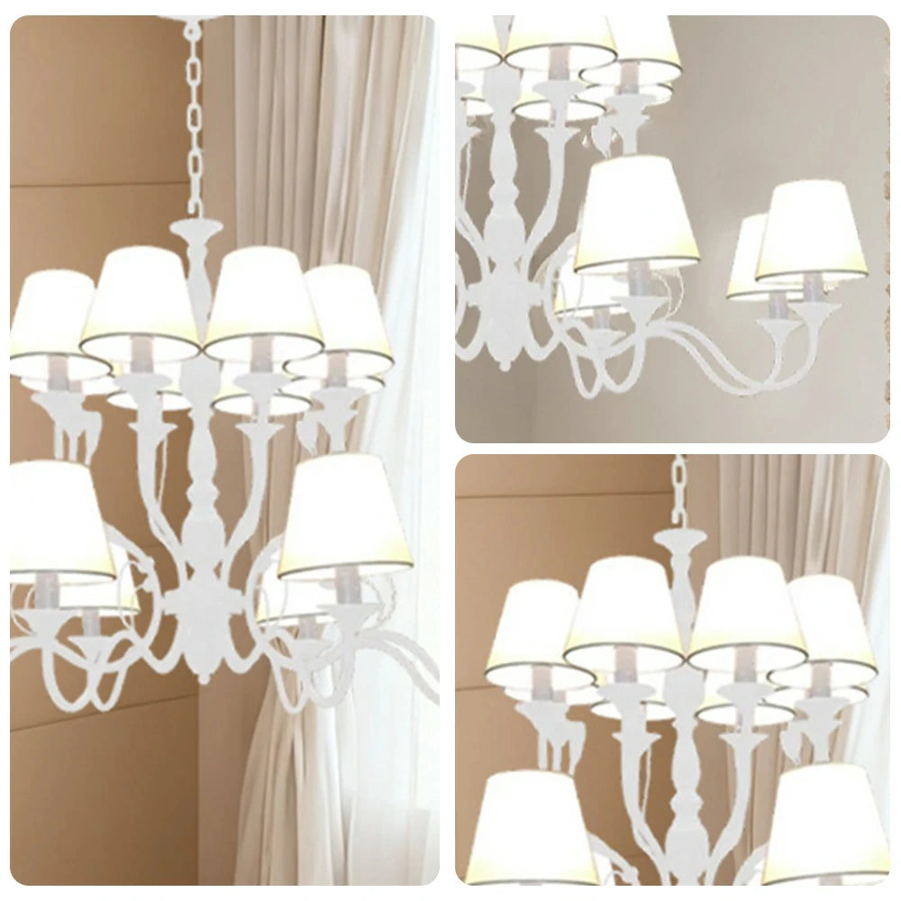 LIVARA Pendant Light 80/100cm Heavy-Duty Metal Frame Adjustable Chain Iron Ceiling Plate - Stylish Design with Corrosion Resistance - White