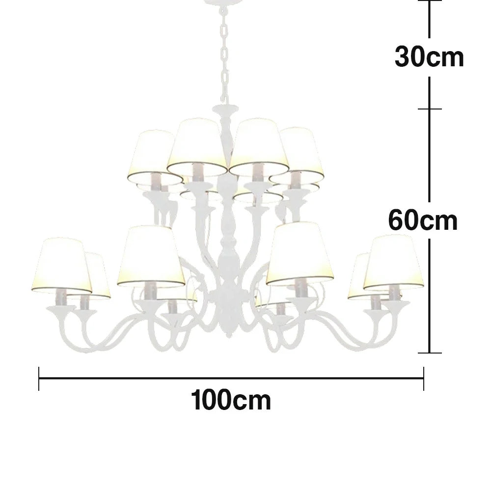 LIVARA Pendant Light 80/100cm Heavy-Duty Metal Frame Adjustable Chain Iron Ceiling Plate - Stylish Design with Corrosion Resistance - White
