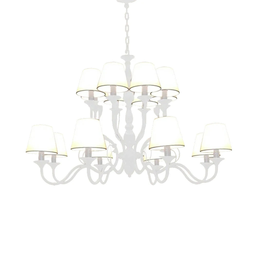 LIVARA Pendant Light 80/100cm Heavy-Duty Metal Frame Adjustable Chain Iron Ceiling Plate - Stylish Design with Corrosion Resistance - White