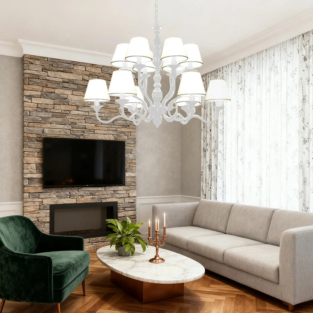 LIVARA Pendant Light 80/100cm Heavy-Duty Metal Frame Adjustable Chain Iron Ceiling Plate - Stylish Design with Corrosion Resistance - White