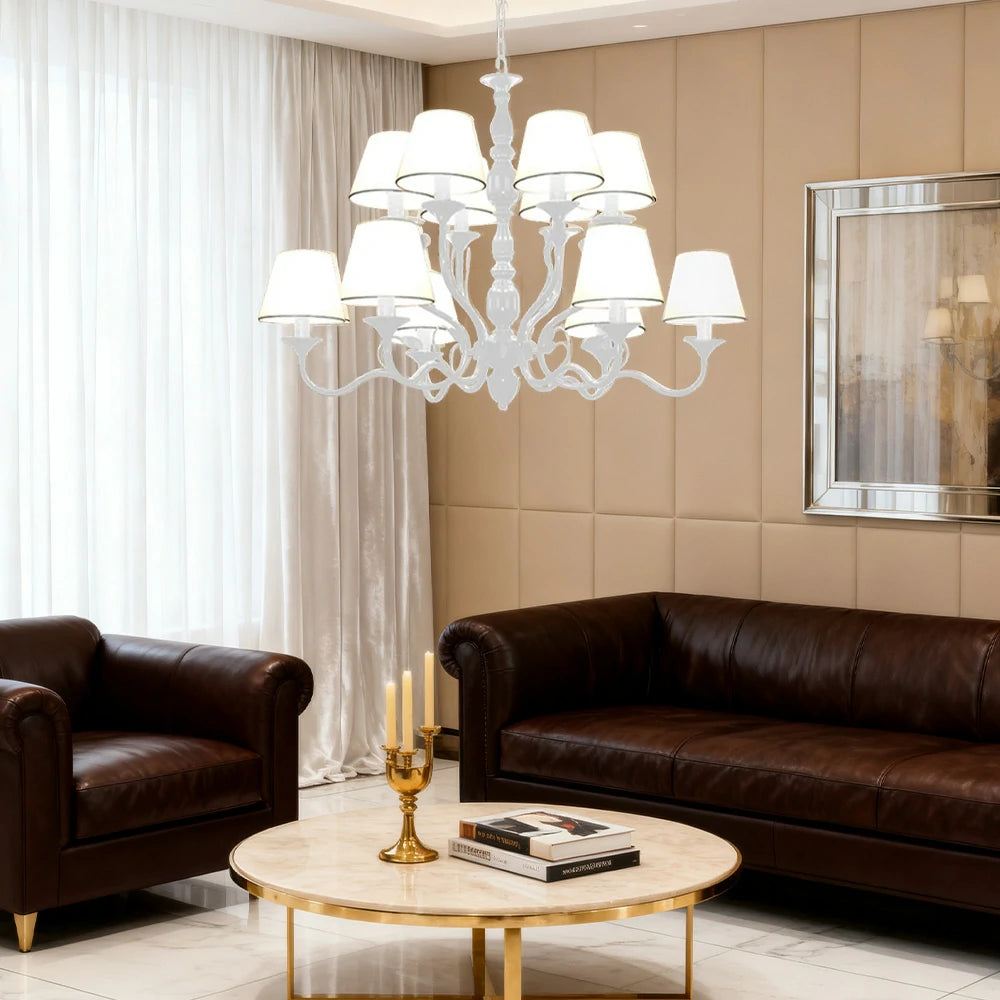 LIVARA Pendant Light 80/100cm Heavy-Duty Metal Frame Adjustable Chain Iron Ceiling Plate - Stylish Design with Corrosion Resistance - White