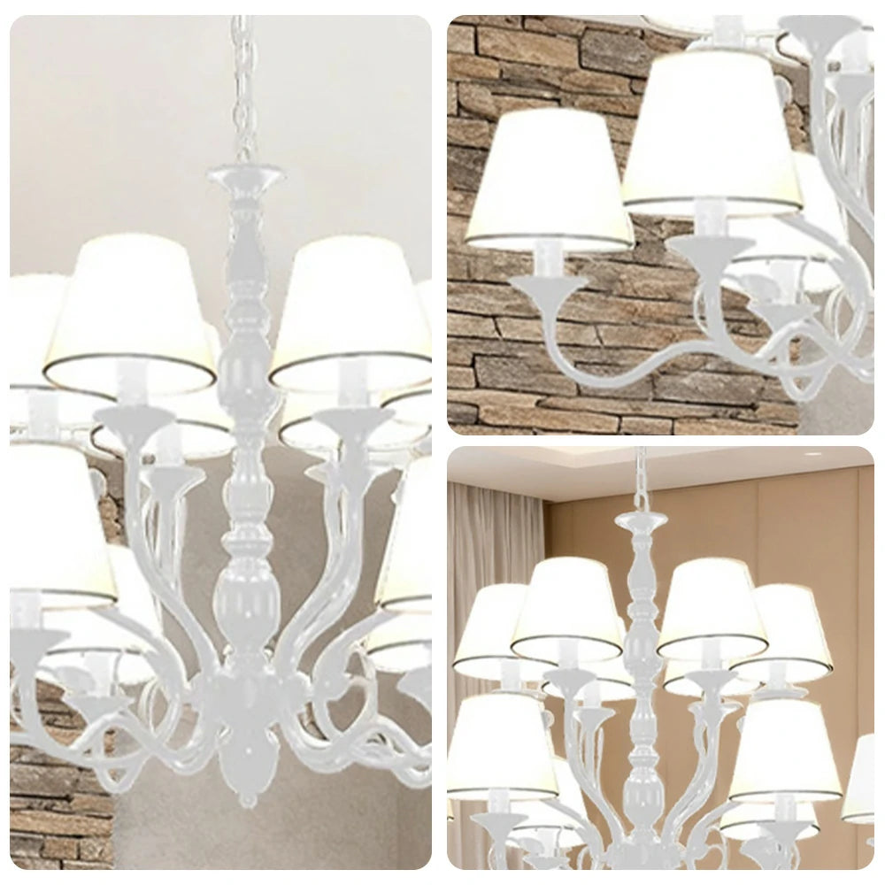 LIVARA Pendant Light 80/100cm Heavy-Duty Metal Frame Adjustable Chain Iron Ceiling Plate - Stylish Design with Corrosion Resistance - White