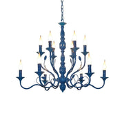 LIVARA Pendant Light 76/96cm Heavy-Duty Metal Frame Adjustable Chain Iron Ceiling Plate - Energy Efficient & Long-Lasting - Blue