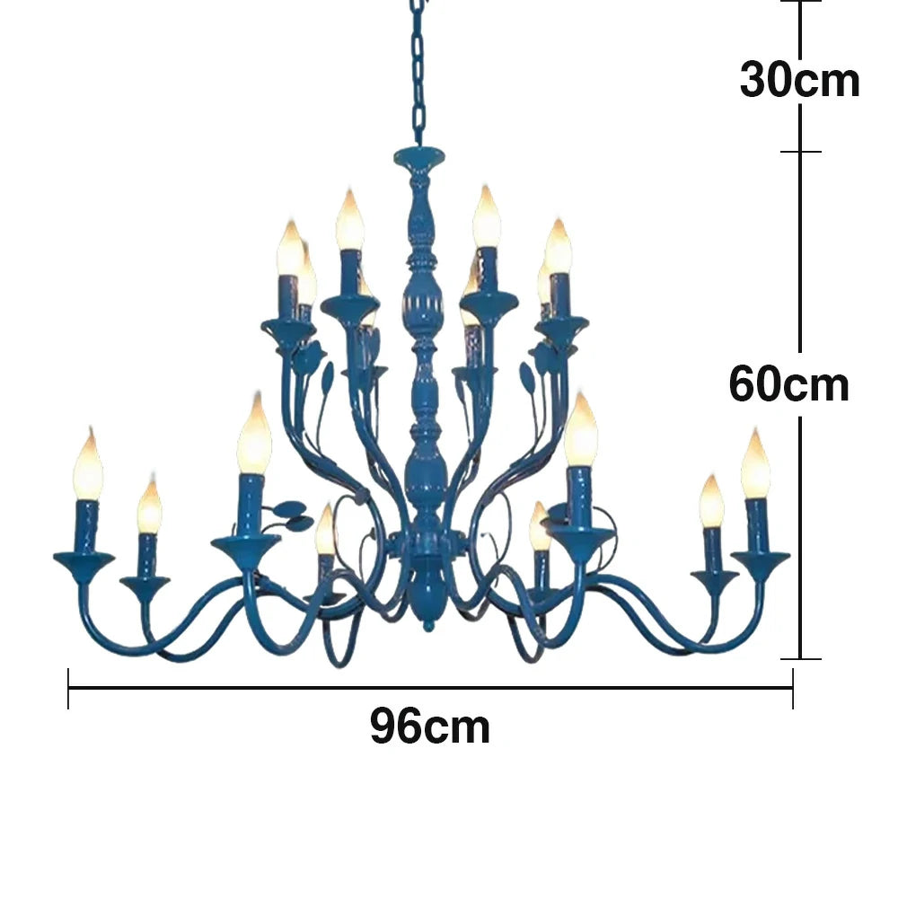 LIVARA Pendant Light 76/96cm Heavy-Duty Metal Frame Adjustable Chain Iron Ceiling Plate - Energy Efficient & Long-Lasting - Blue