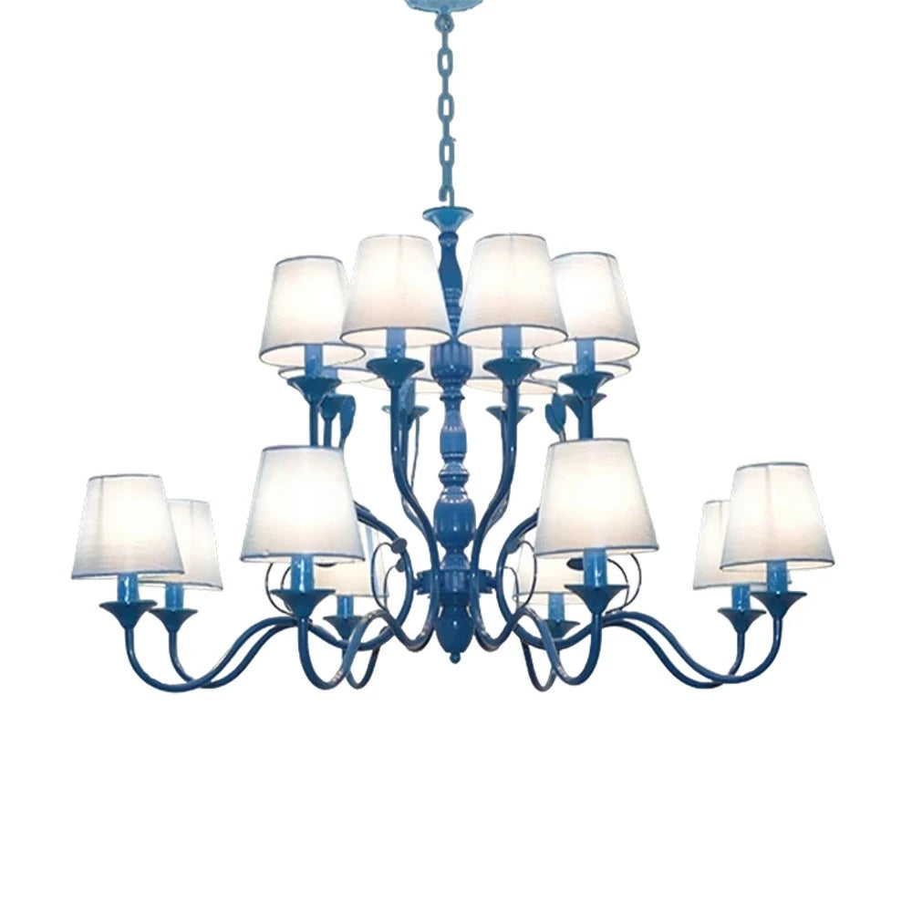 LIVARA Pendant Light 80/100cm Heavy-Duty Metal Frame Adjustable Chain Iron Ceiling Plate - Stylish Design with Corrosion Resistance - Blue