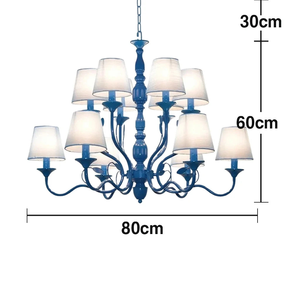 LIVARA Pendant Light 80/100cm Heavy-Duty Metal Frame Adjustable Chain Iron Ceiling Plate - Stylish Design with Corrosion Resistance - Blue