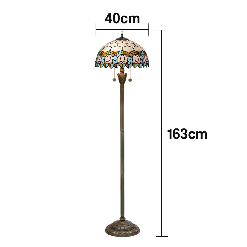 LIVARA Crystal Floor Lamp - High-Temperature Glass Shade, Copper Pendant, Dual Zipper Switch, E27 Socket, Adjustable Height for Soft Glow - Pink