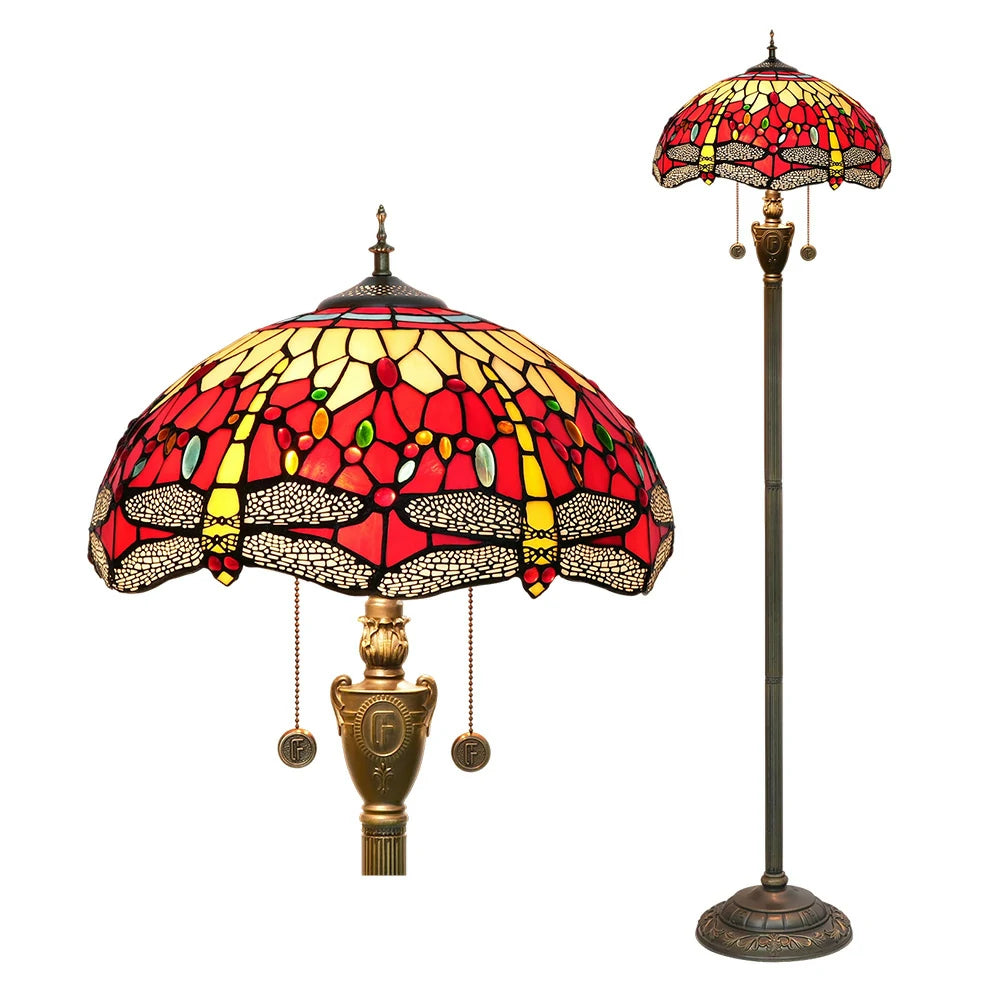 LIVARA Crystal Floor Lamp - High-Temperature Glass Shade, Copper Pendant, Dual Zipper Switch, E27 Socket, Adjustable Height for Soft Glow - Wine