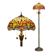 LIVARA Crystal Floor Lamp - High-Temperature Glass Shade, Copper Pendant, Dual Zipper Switch, E27 Socket, Adjustable Height for Soft Glow - Orange