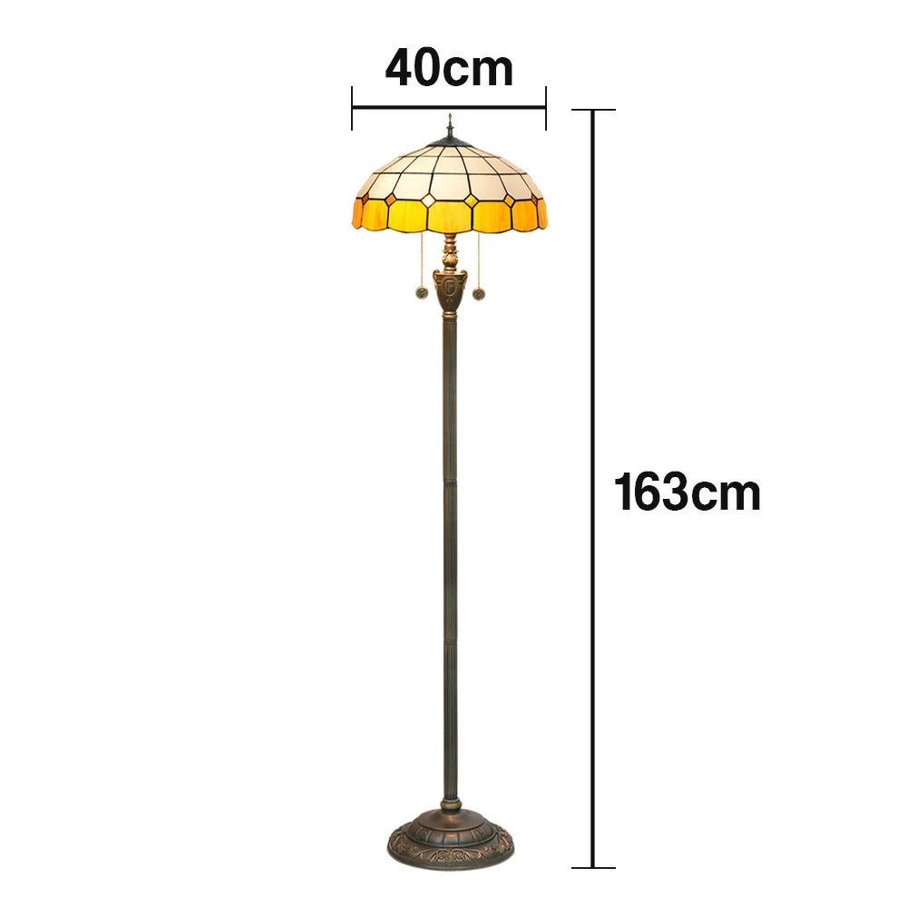 LIVARA Crystal Floor Lamp - High-Temperature Glass Shade, Copper Pendant, Dual Zipper Switch, E27 Socket, Adjustable Height for Soft Glow - Yellow