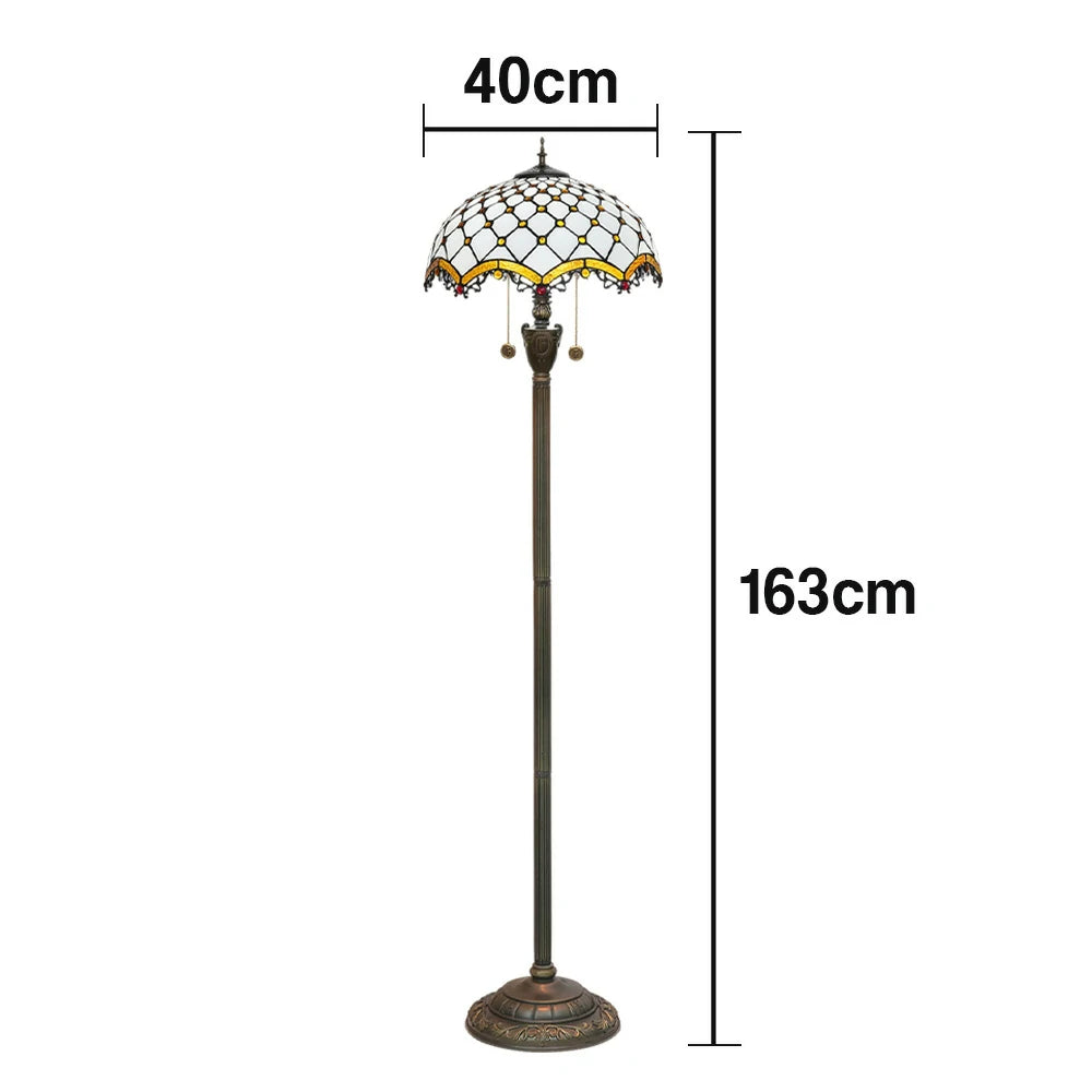 LIVARA Crystal Floor Lamp - High-Temperature Glass Shade, Copper Pendant, Dual Zipper Switch, E27 Socket, Adjustable Height for Soft Glow - White
