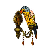 LIVARA Crystal Wall Light - High-Temperature Glass Shade, Premium Crystal Pendant, Parrot Shape Design, Alloy and Iron Frame - Yellow
