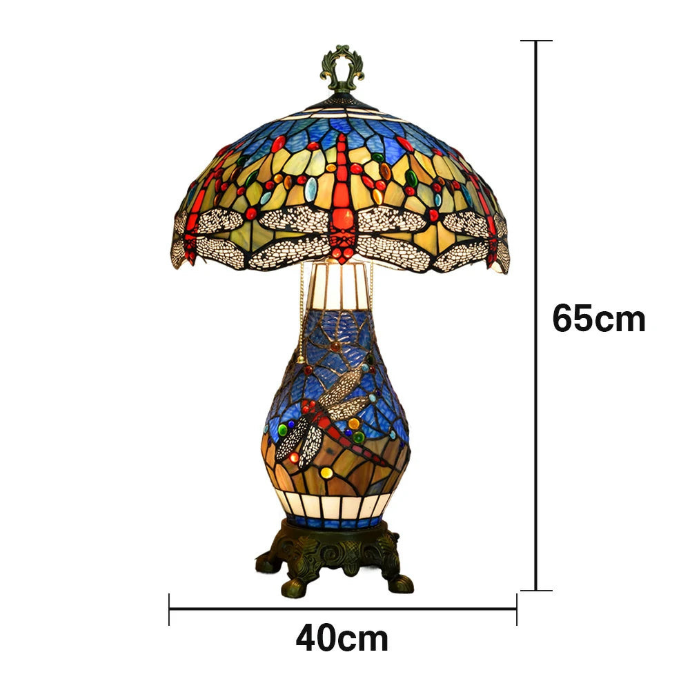 LIVARA Glass Table Lamp - High-Temperature Glass Shade, Alloy Base, Adjustable Height, Metal Pull-Chain Switch - Blue