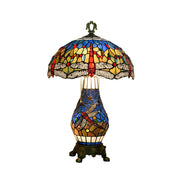 LIVARA Glass Table Lamp - High-Temperature Glass Shade, Alloy Base, Adjustable Height, Metal Pull-Chain Switch - Blue