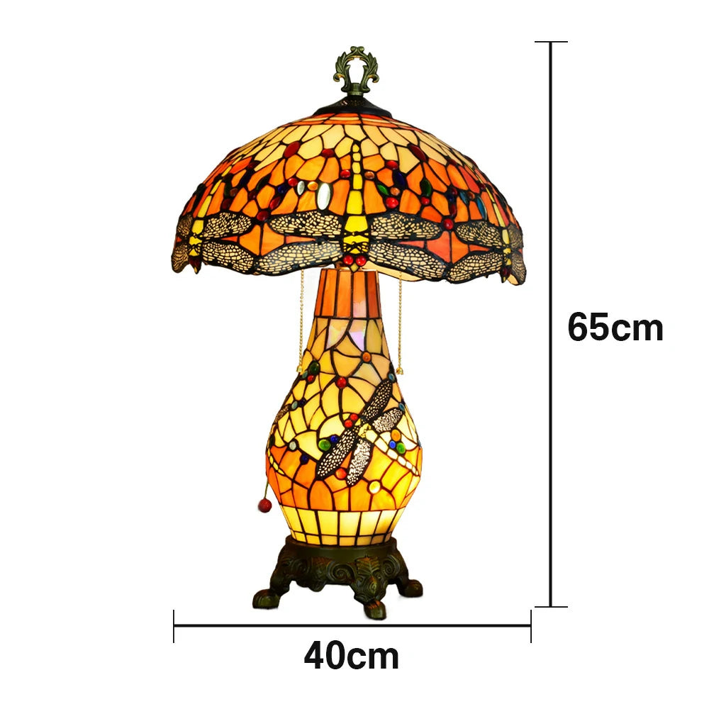 LIVARA Glass Table Lamp - High-Temperature Glass Shade, Alloy Base, Adjustable Height, Metal Pull-Chain Switch - Red