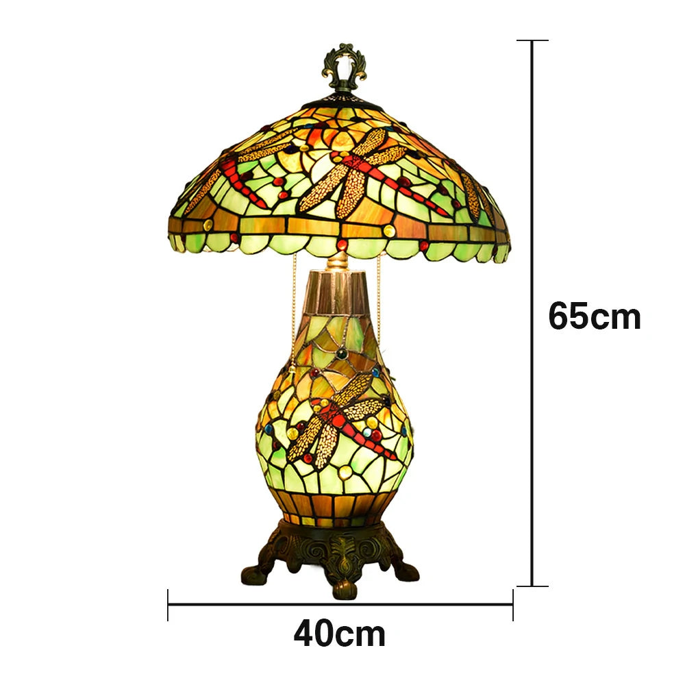 LIVARA Glass Table Lamp - High-Temperature Glass Shade, Alloy Base, Adjustable Height, Metal Pull-Chain Switch - Green