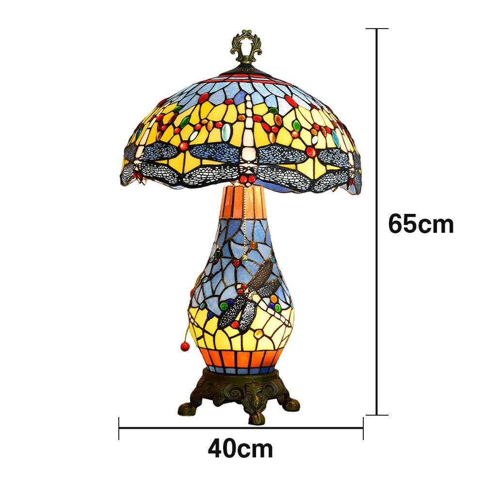 LIVARA Glass Table Lamp - High-Temperature Glass Shade, Alloy Base, Adjustable Height, Metal Pull-Chain Switch - Yellow
