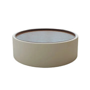 LIVARA Round Storage Coffee Table Hidden Storage Smooth Curved Design Modern Minimal Style - White
