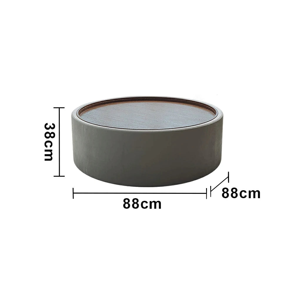 LIVARA Round Storage Coffee Table Hidden Storage Smooth Curved Design Modern Minimal Style - Grey