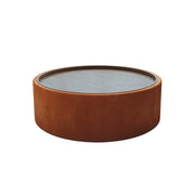 LIVARA Round Storage Coffee Table Hidden Storage Smooth Curved Design Modern Minimal Style - Orange